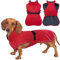 Hjyokuso Hundemantel Dackel, Winddichter Wasserdichter Wintermantel Für Kleine Hunde S, Hundemantel Winter Mit Bauchschutz Und Leinenloch, Winterjacken Für Hunde - Rot