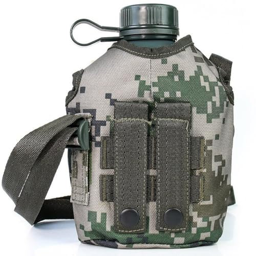 Bouteille D' De L'armée 1l, Pot À Vin en Aluminium, Cantine Militaire, Camping, Randonnée, Bouilloire De Survie avec Couvercle pour Randonnée en Plein Air