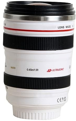 WATIIFUFU Tasse Objectif D'appareil Photo Créative 400ml Blanc, Mug à Eau pour Photographe, Élégant Et Moderne pour Maison, Bureau, Présent Original