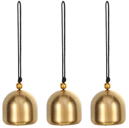 PATIKIL Kleiner Bulk-Hängeglocke, 3 Stück chinesische Feng Shui Glocke Glücksbringer Windspiel für Tür Fenster Haus Garten Dekor Reichtum und Sicherheitsanhänger, Golden-Schwarz