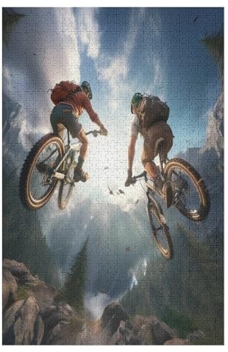 Berg Fahrrad Holzpuzzle Erwachsene - 1000 Teiliges Jigsaw Knobelspiel - Puzzle Für Erwachsene & Kinder - Outdoor & Reisespielzeug - Geduldspiel 78×53cm
