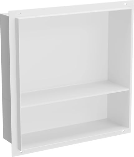 Mexen Einbauregal ohne Kragen und Regal 30x30 cm aus Edelstahl X-Wall-NR - weiß - 1921303010S