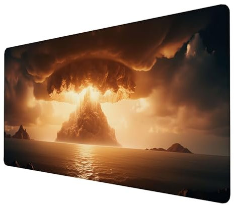 Tapis de Souris XXL (600x300x3mm) de Jeu Etendu Large Durable, Grand Tapis Souris Gamer Imperméable (Champignon Atomique) Grande Protection de Bureau étendue, pour la Maison, Le Bureau (Noir) 2-3-O