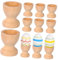 CIYODO 15pcs Wooden Egg Cups Novelty Egg Trays for Kids Easter Holder DIY Cups for Kids Wooden Tray Toys Easter Day Toys