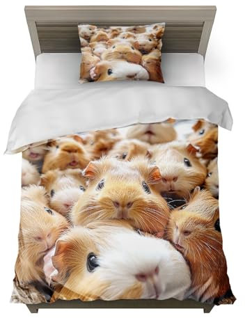 HommomH Kaninchen Motiv Bettwäsche Maße 135x200 cm Microfaser 2 teiliges Set enthält 1 Bettbezug und 1 Kissenbezug 80x80 cm für stylische Einzelbetten