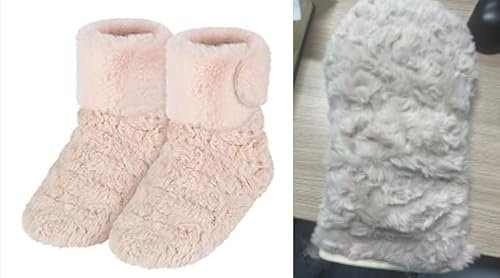 SuzziPad Microwavable Heated Gloves and Microwave Booties, Hand Heating Pad and Foot Warmers for Fatigue and Discomfort, Cold Feet Reliever for Bed, Ideal Choice for Elderly in Cold Day, S/M