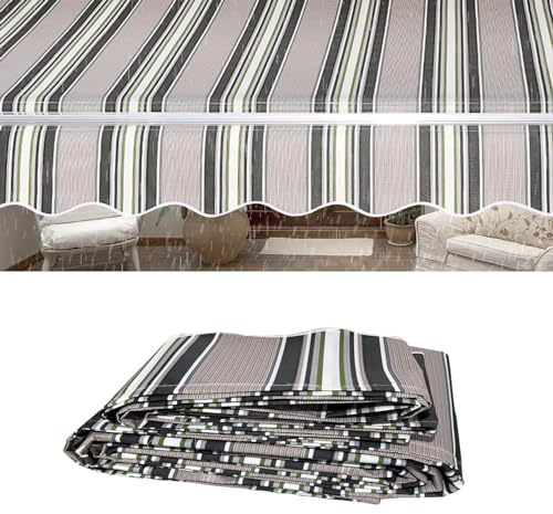 Retractable Replacement Sun Shade Canopy (No Frame) Outdoor Fabric Awning 280g 100% Polyester Patio Deck Cover Size: 6x2.5m Color: Striped