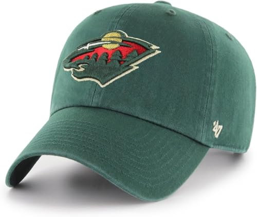 47 NHL Mütze mit Team-Farbe, alternatives Primär-Logo, verstellbar, Einheitsgröße für Erwachsene, Minnesota Wild - Grün, Einheitsgr��e