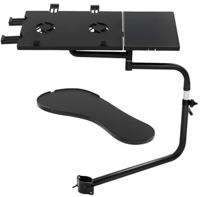 Madelynn Keyboard Laptop Mouse Stand ABS 41x27.5cm Adjustable Keyboard Chair Stand with Fan 5W 2000rpm 42-60cm Adjustable Design Laptop Mount 25mm Tube Diameter with Stoppers&Mouse Mat