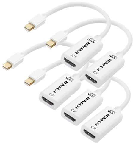 Kyper USKyper-2788 5 Pack 4K MDP Mini DisplayPort to HDMI Adapter Mini DP Compatible for Thunderbolt MacBook Pro, MacBook Air, Mac mini, Microsoft Surface Pro 3/4, etc (5)