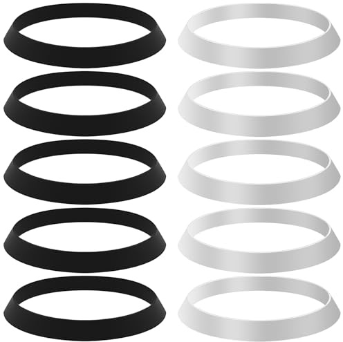 10 juntas de drenaje de fregadero, 2 colores, arandela de tubería de residuos, arandelas de juntas deslizantes, arandelas de goma para desagües de tubería de drenaje de 1 1/2 pulgadas, blanco y negro
