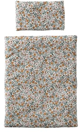 VERTBAUDET Steppdecke + Kopfkissen aus Baumwollgaze, Retro-Blume, TU