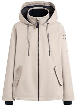 SOCCX Damen Kurzjacke mit Kapuze und Artworks Old Sand, Xxl