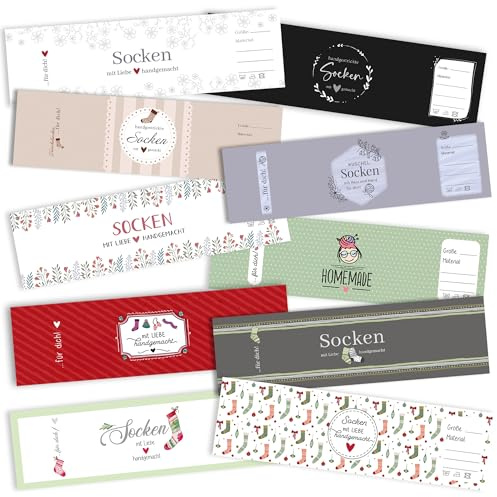 Frida's Wollhaus Sockenbanderole Banderole Sockenetikett Häkeln Stricken Geschenk Verpacken (13 | 10er Set)