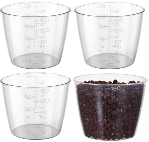 RAHHLIZS 4 PCS Rice Measuring Cup 160ml Rice Cup | Plastic Transparent Rices Cooker Cups Double Scale Replacement for Measuringe Rices and Dry and Liquid Ingredient