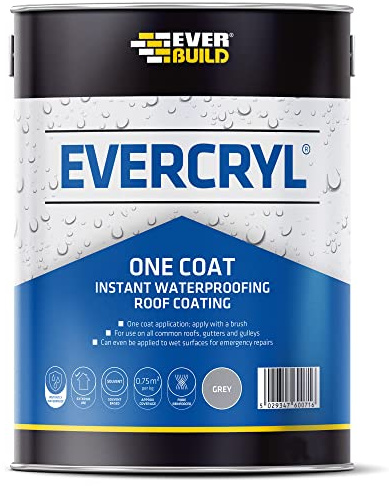 Sika Evercryl One Coat Instant Waterproofing, Grey, 20 kg | A Resin Based, Fibre Re-Enforced, Instant Roof Repair Compound