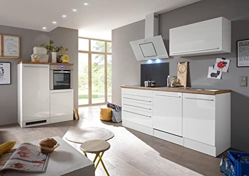 respekta Küchenzeile Gabriel BERP320HWWC Premium Küchenblock 320 cm Breite mit Elektrogeräten