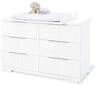 Wickelkommode Wickeltisch Polar extrabreit von Pinolino, viel Stauraum, Self-Soft-Close, weiß