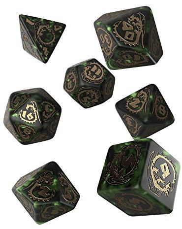 Q-Workshop DRA98 - Dragon Dice Bottle-Green/Gold (7)