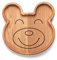 Edeldings Antibakterieller Massivholz Kinderteller BÄR aus hochwertiger Eiche | Groß 20 х 20 cm | Holz-Geschirr für Kind und Baby, Holztablett, Holzschale, Servierteller, Holzteller