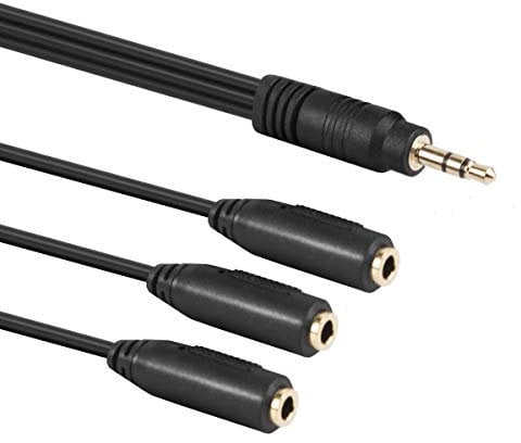Baolongking Câble Audio Répartiteur Stéréo 3,5 mm Mâle Vers 3 Femelles Plaqué Or 30 Cm