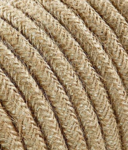 Câble textile pour lampe - Câble en tissu à 3 fils (3 x 1,50 mm²) - Jute - Fabriqué en Italie (50 mètres)