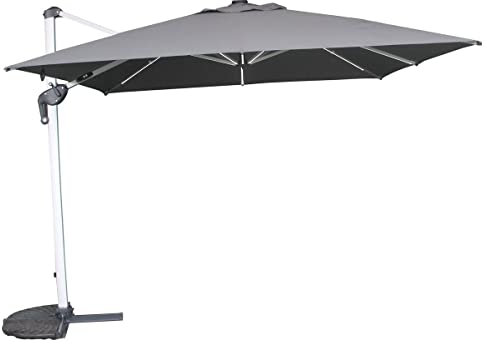 Hespéride - Parasol déporté carré Équador Ardoise avec LED