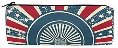 Vintage Amerikanische Flagge mit Sunburst rundes Federmäppchen, tragbarer Stift-Organizer-Tasche, Schreibtasche