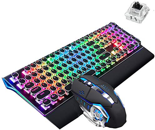 Clavier gamer Clavier Mécanique Et Souris Combo RVB Gaming Clavier Avec Repose-poignet Amovible, Pieds En Caoutchouc Antidérapants Programmables Souris De Jeu For PC Gamer Ordinateur De Bureau clavier