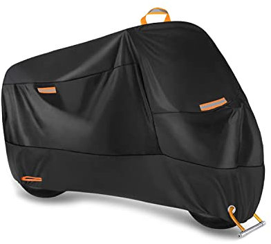 Ergocar Motorrad Abdeckplane Motorradgarage Outdoor & Indoor Wasserdicht Motorradabdeckung 300D Verdickte Polyester UV-Schutzhülle, XXL (96.4 x 41.3 x 49.2)