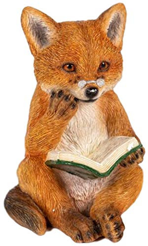 Reading Fox Ornament Figurine Statue Home Decor Garden Wildlife Figurine Indoor Or Outdoor Patio Lawn Frostproof Weatherproof 17cm