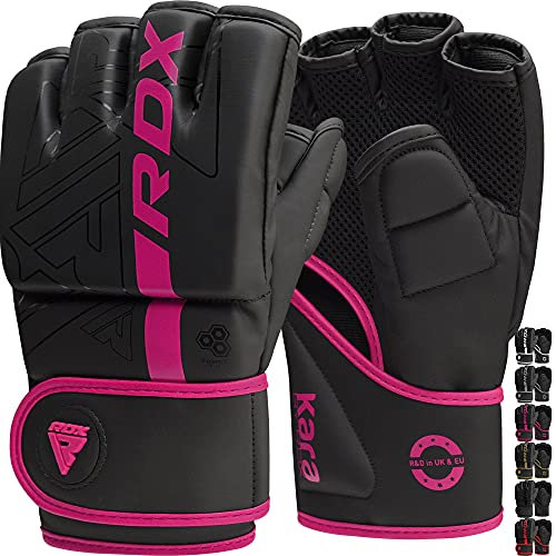 RDX MMA Gloves Grappling Sparring, Pre-Curved Martial Arts Mitts, Ventilated Palm, Men Women Adults & Kids, Maya Hide Leather, Cage Fighting Boxing Combat Training Muay Thai Punching Bag, Kickboxing