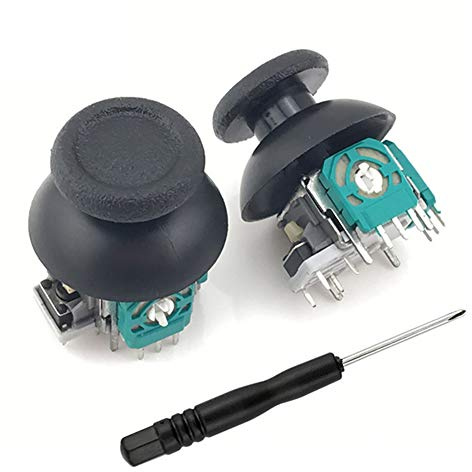 2er-Pack 3D-Joystick-Wippschalter & 2 Stück Thumbsticks Ersatzteile & Schraubendreher-Werkzeug für PS4 / PS4 Slim / PS4 Pro-Controller