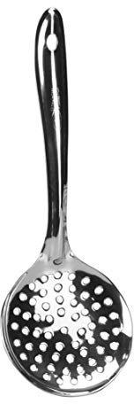 Skimmer Slotted Spoon Stainless Steel Strainer Ladle Perforated Spoon Slotted Deep Fat Fryer Frying Cooking Serving Spoon Oil Skimmer Boondhi Spoon Kitchen Utensil Tool Long Handle (29.5cm x 10.8cm)