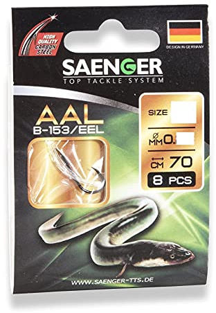 Aalhaken B-153 Gr. 1/0-70cm Vorfachhaken Aal Carbon Steel von SÄNGER