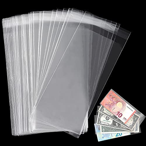 Uncle Paul Durchsichtiger Papiergeldhalter 18,5 x 9 cm/7,2 x 3,5 Zoll – Währungshüllen Geldhülle aus PP-Material für Banknoten/Rechnungen/Stempel 100 Stück PN01L100