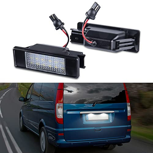 POPMOTORZ 2 Stücke LED Kennzeichenbeleuchtung Glühbirnen Nummernschildbeleuchtung Lampe 2835 SMD mit CanBus Fehlerfrei für Merced-s Ben-z Viano/Vito Bus/Vito/Mixto Kasten(W639)