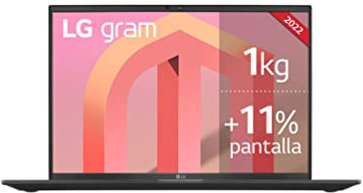 LG gram 14Z90Q-G.AD78B - Ordenador Portátil Ultraligero, 14 Pulgadas (35.56cm), 1kg, WUXGA 16:10 IPS, Intel EVO i7 12ª Gen, 32GB RAM, 1TB SSD NVMe, Windows 11 Home, Teclado Español, Color Negro