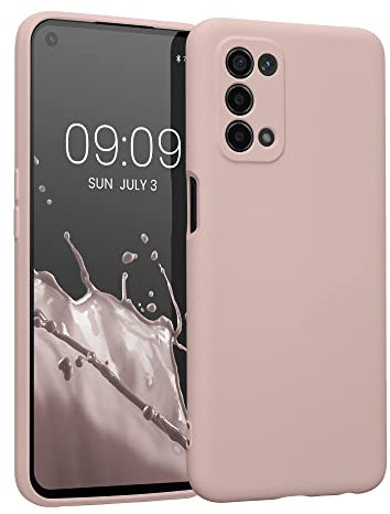 kwmobile Carcasa Compatible con OPPO A74 (5G) / A54 (5G) Funda - Bordes elevados anticaídas - Case de TPU y Silicona con Interior de Microfibra - Beige Rosa Claro
