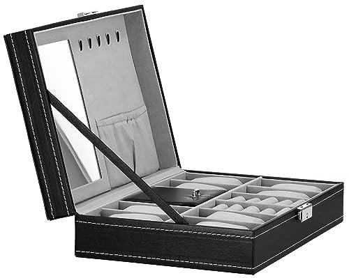 SPRINGOS Uhrenkassette Uhrenorganizer 33 x 20 x 9 cm Schmuckkästchen Kunstleder-Kassette 8 Uhren Aufbewahrungsbox für Uhren