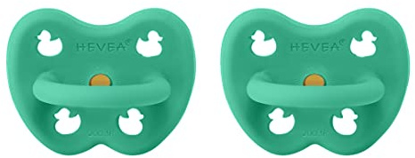 HEVEA Lot de 2 tétines rondes 100% caoutchouc naturel 3-36 mois (Pop of Green)
