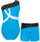iEFiEL Mädchen Einhörner Turnanzug Glänzend Gymnastik Leotard Kinder Kleidung Set Ballett Trikot Tanz Kostüme mit Überkreuzte Träger X Blau + Schwarz 158-164