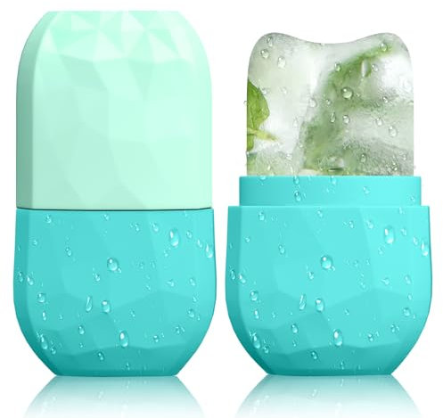 Ice Roller Gesicht, Silikon Eis Gesichtsroller, Wiederverwendbar Eisroller Gesicht Auge Massagegerät, Facial Ice Face Roller für Pore Verkleinern, Falten Aufhellen, Erhellen Haut (Blau)