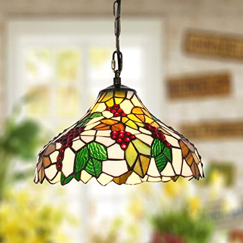 LED Hänge-Esszimmer-leuchte Tiffany 30cm Vintage Pendelleuchte Klassisch Runde Gemalt Glas Mittelmeer Lampe Retro Rustikal Kreativ Wohnzimmerlampe Büro Küche Esstisch Dekorativer Deckenbeleuchtung E27