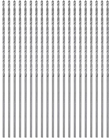 sourcing map 20pcs Extra Long Drill Bits, 1.0mm HSS Drill Bit with High Speed Steel Straight Shank 60mm Length for Metal Woodwork Plastic Aluminum Alloy