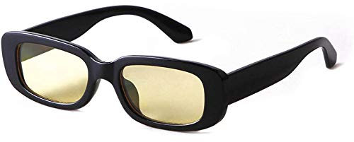 Autofahrer Brille Rechteckige Sonnenbrille für Damen 90er Vintage Fashion Brille Schwarz Rahmen Brille Herren 4033 (Yellow, One Size)