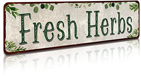 SOYAVE Fresh Herbs Sign Kitchen Garden Metal Wall Decor 4x16 Inch