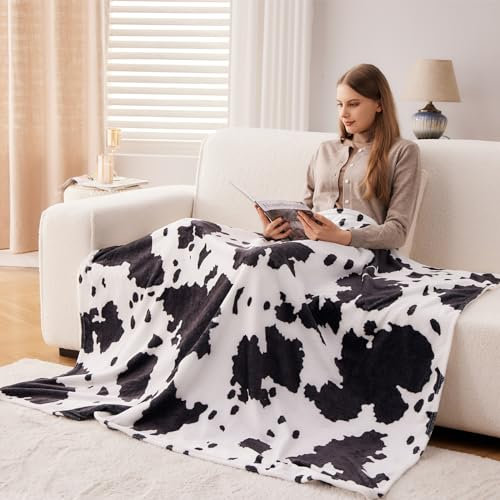 NEWCOSPLAY Decke für Mütter, Kuhdecke, Fleece-Überwurfdecke, Muttergeburtstagsgeschenke, I Love You, für Mutter von Tochter oder Sohn, super weich, gemütlich, warm, für alle Jahreszeiten geeignet