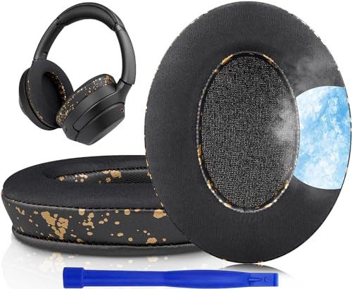 SOULWIT Cuscinetti Auricolari di Ricambio in Gel Refrigerante per Sony WH-1000XM3 (WH1000XM3) Cuffie Over-Ear,Cuscinetti con Schiuma Antirumore ad Alta Densità, Spessore Aggiunto-Oro Nero