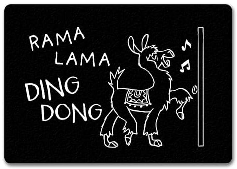 speecheese Rama Lama Ding Dong Alpaka Fußmatte in 35x50 cm ohne Rand Türmatte für Besuch Lachen Witziges Alpaka-Design Christkind Weihnachtsbaum